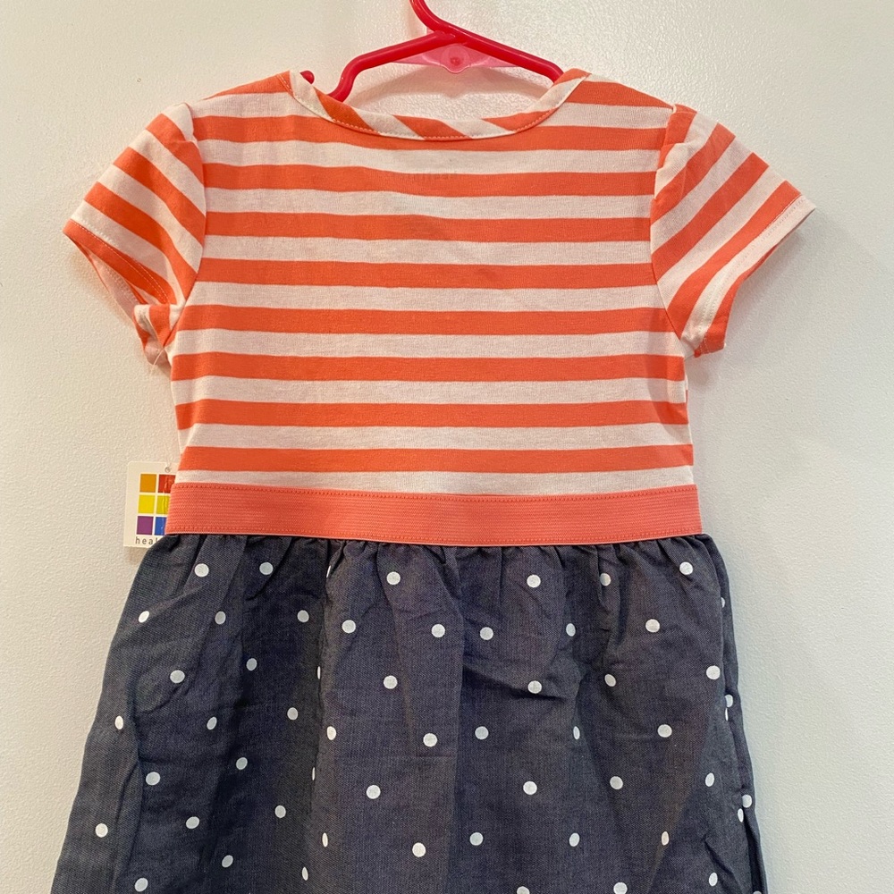 NWT!!  Healthtex Coral stripe and denim dress.  Size 3T
